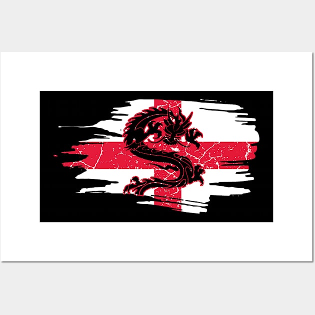 England Flag Dragon Wall Art by Mila46